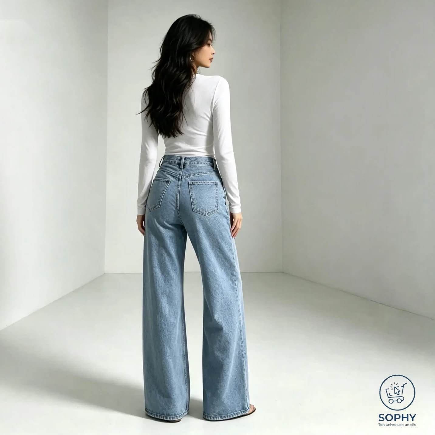 Pantalon jean wide-leg femme - Sophy Univers